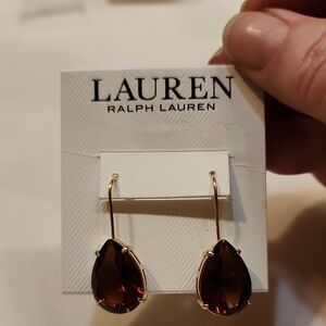 LOW START Lauren Ralph Lauren Gold Brown Teardrop Earrings